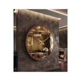 AS TASARIM LAZER Prestige Premium Duvar Saati – Sessiz Akar Yüksek Tork Mekanizma & Modern Ayna Pleksi Tasarım Ceviz - Gold Detay 40 cm.