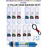 As Water 2 Yıllık Tam Bakım Seti, Aura Cerilon Silver, Platinium, Plus ve Tüm Kapalı Kasa Cihazlar ile Uyumlu, 12 Adet Su Filtresi, 2 Adet Musluk Bağl