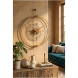 ASA KONSEPT Rosa Gold/Ceviz Premium – Çift Çemberli Lüks Büyük Sessiz Duvar Saati, 60x75 cm
