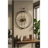 ASA KONSEPT Rosa Siyah/Ceviz Premium – Çift Çemberli Lüks Büyük Sessiz Duvar Saati, 52x68 cm