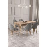 Asaella Mobilya Calvin Atlantik 80X132 Mdf Açılabilir Mutfak Masası Takımı 6 Adet Sandalye - Gri - 80 x 132