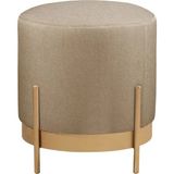 Asaella Mobilya Ella Mio Puf, Metal Halkalı Puf, Makyaj Oturağı ,puf Bench Montajsız Oturak Gold Metal Ayaklı - Cappuccino