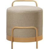 Asaella Mobilya Ella Ola Puf, Metal Halkalı Puf, Makyaj Oturağı ,puf Bench Montajsız Oturak Gold Metal Ayaklı - Cappuccino