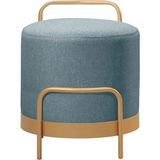 Asaella Mobilya Ella Ola Puf, Metal Halkalı Puf, Makyaj Oturağı ,puf Bench Montajsız Oturak Gold Metal Ayaklı - Füme
