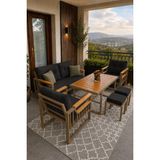 Asaella Mobilya Esinti Serisi Balkon Takımı, 2-1-1 Cappuccino Bahçe Takımı, (2'li Koltuk 70X150, 2 Tekli Koltuk 70X70, Masa 70X110, 2 Puf) - Antrasit