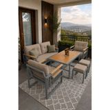 Asaella Mobilya Esinti Serisi Balkon Takımı, 2-1-1 Gri Bahçe Takımı, (2'li Koltuk 70X150, 2 Tekli Koltuk 70X70, Masa 70X110, 2 Puf) - Cappuccino