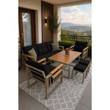 Asaella Mobilya Esinti Serisi Balkon Takımı, 3-1-1 Cappuccino Bahçe Takımı, (3'lü Koltuk 70X180, 2 Tekli Koltuk 70X70, Masa 70X110, 2 Puf) - Antrasit