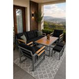 Asaella Mobilya Esinti Serisi Balkon Takımı, 3-1-1 Gri Bahçe Takımı, (3'lü Koltuk 70X180, 2 Tekli Koltuk 70X70, Masa 70X110, 2 Puf) - Antrasit