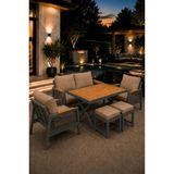 Asaella Mobilya Garden Serisi Balkon Takımı, 2-1-1 Antrasit Bahçe Takımı, (2'li Koltuk 70X150, 2 Tekli Koltuk 70X70, Masa 70X110, 2 Puf) - Cappuccino
