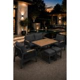 Asaella Mobilya Garden Serisi Balkon Takımı, 2-1-1 Antrasit Bahçe Takımı, (2'li Koltuk 70X150, 2 Tekli Koltuk 70X70, Masa 70X110, 2 Puf)