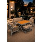 Asaella Mobilya Garden Serisi Balkon Takımı, 2-1-1 Cappuccino Bahçe Takımı, (2'li Koltuk 70X150, 2 Tekli Koltuk 70X70, Masa 70X110, 2 Puf) - Gri