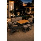 Asaella Mobilya Garden Serisi Balkon Takımı, 3-1-1 Cappuccino Bahçe Takımı, (3'lü Koltuk 70X180, 2 Tekli Koltuk 70X70, Masa 70X110, 2 Puf) - Antrasit