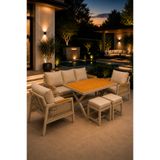 asaella mobilya Garden Serisi Balkon Takımı, 3-1-1 Cappuccino Bahçe Takımı, (3'lü Koltuk 70x180, 2 Tekli Koltuk 70x70, Masa 70x110, 2 puf)