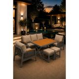 Asaella Mobilya Garden Serisi Balkon Takımı, 3-1-1 Gri Bahçe Takımı, (3'lü Koltuk 70X180, 2 Tekli Koltuk 70X70, Masa 70X110, 2 Puf) - Cappuccino