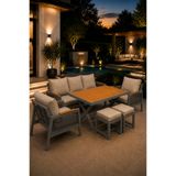 Asaella Mobilya Garden Serisi Balkon Takımı, 3-1-1 Gri Bahçe Takımı, (3'lü Koltuk 70X180, 2 Tekli Koltuk 70X70, Masa 70X110, 2 Puf)