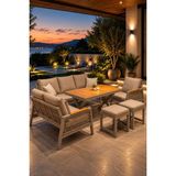 asaella mobilya Garden Serisi Balkon Takımı, 3-2-1 Cappuccino Bahçe Takımı, (3'lü Koltuk 70x180, 2'li Koltuk 70x150, Tekli Koltuk 70x70, Masa 70x110, 2 puf)