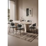 Asaella Mobilya Hopilon Traverten 90X168 Mdf Masa, Mdf x Ayak, Metal Polo Sandalye, 6 Kişilik Mutfak Masası Takımı ve Yemek Masası Takımı - Antrasit