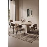 Asaella Mobilya Hopilon Traverten 90X168 Mdf Masa, Mdf x Ayak, Metal Polo Sandalye, 6 Kişilik Mutfak Masası Takımı ve Yemek Masası Takımı - Cappuccino