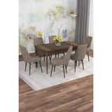 Asaella Mobilya Jusie Barok Desen 80X132 Açılabilir Sunta Masa Yemek Odası Takımı, Mutfak Takımı 6 Adet Sandalye - Cappuccino - 80 x 132