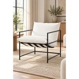 Asaella Mobilya Livo Modern Berjer Metal Iskeletli Tekli Koltuk, Iskandinav Dinlenme Koltuğu 65X75X70 cm - Beyaz