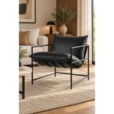 Asaella Mobilya Livo Modern Berjer Metal Iskeletli Tekli Koltuk, Iskandinav Dinlenme Koltuğu 65X75X70 cm - Siyah