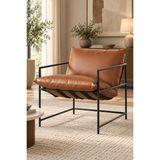 Asaella Mobilya Livo Modern Berjer Metal Iskeletli Tekli Koltuk, Iskandinav Dinlenme Koltuğu 65X75X70 cm - Taba