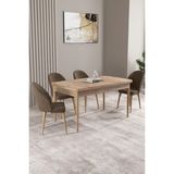 Asaella Mobilya Milas Atlantik Çam 80X132 Mdf Açılabilir Mutfak Masası Takımı 4 Adet Sandalye - Kahverengi - 80 x 132