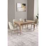 Asaella Mobilya Milas Atlantik Çam 80X132 Mdf Açılabilir Mutfak Masası Takımı 4 Adet Sandalye - Krem - 80 x 132