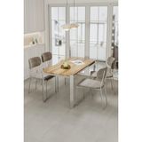 Asaella Mobilya Nexa Demir Metal Ayaklı 70X120 Sabit Masa Yemek Odası Takımı, Mutfak Takımı 4 Adet Sandalye - Cappuccino - 120 x 80