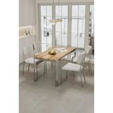Asaella Mobilya Nexa Demir Metal Ayaklı 70X120 Sabit Masa Yemek Odası Takımı, Mutfak Takımı 4 Adet Sandalye - Krem - 45 x 45