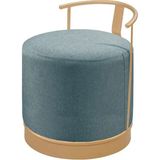 Asaella Mobilya Pufi Puf Gold Metal Çerçeveli Keten Çok Amaçlı Dekoratif Oturak, Makyaj Oturağı,montajsız Puf Bench - Füme