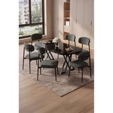 Asaella Mobilya Robii 90X168 Siyah Mermer Mdf Masa, Metal x Ayak, Metal Polo Sandalye, 6 Kişilik Mutfak Masası Takımı ve Yemek Masası Takımı - Antrasit