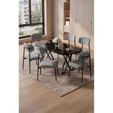 Asaella Mobilya Robii 90X168 Siyah Mermer Mdf Masa, Metal x Ayak, Metal Polo Sandalye, 6 Kişilik Mutfak Masası Takımı ve Yemek Masası Takımı - Gri