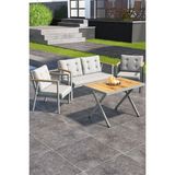 Asaella Mobilya Sierra 2+1+1 Metal Iskeletli Suya Dayanıklı Bahçe Balkon Mobilya Takımı Cafe, Salon Koltuk Takımı - Gri