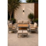 Asaella Mobilya Sole Serisi Balkon Takımı, 2-1-1 Gri Bahçe Takımı, (2'li Koltuk 70X150, 2 Tekli Koltuk 70X70, Masa 70X110, 2 Puf) - Cappuccino