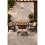 Asaella Mobilya Sole Serisi Balkon Takımı, 2-1-1ANTRASIT Bahçe Takımı, (2'li Koltuk 70X150, 2 Tekli Koltuk 70X70, Masa 70X110, 2 Puf) - Cappuccino