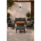 Asaella Mobilya Sole Serisi Balkon Takımı, 2-1-1ANTRASIT Bahçe Takımı, (2'li Koltuk 70X150, 2 Tekli Koltuk 70X70, Masa 70X110, 2 Puf)