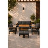 Asaella Mobilya Sole Serisi Balkon Takımı, 3-1-1 Antrasit Bahçe Takımı, (3'lü Koltuk 70X180, 2 Tekli Koltuk 70X70, Masa 70X110, 2 Puf)