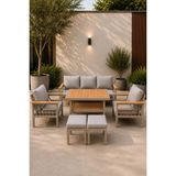 Asaella Mobilya Sole Serisi Balkon Takımı, 3-1-1 Cappuccino Bahçe Takımı, (3'lü Koltuk 70X180, 2 Tekli Koltuk 70X70, Masa 70X110, 2 Puf) - Gri