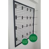 ASAFF TEL PANO 70X100 CM, 5x5 SIK TELLİ DUVARA MONTE, 20 ADET 15 CM KANCA DAHİL RENK: MAT SİYAH