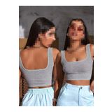 AŞAR MODA TEKSTİL Bluz Kadın Gri Crop Top Bluz