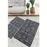 Asara Banyo Halısı Djt 3lü Set Banyo Halısı Paspas Yıkanabilir Kaymaz