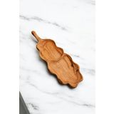 ASB Olive Crafted Kişiye Özel Zeytin Ağacı El Yapımı Saplı Kıvrımlı Sunum Tabağı 2 Bölmeli