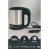 ASBEN 12 Volt Oto Araç Kettle Araba Su Isıtıcı Çelik Kettle(YARIM LİTRE HACİM)