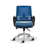 Asbir Mobilya Metis Metal Ayaklı Ofis Sandalyesi, Çalışma Koltuğu, File Sırt, 32 DNS Sünger, Plastik Teker, 95x57x53 cm (Mavi)