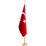Ascann 100 x 150 cm Sarı Direkli Makam Türk Bayrağı 1 Adet 3 Boyutlu Ay-Yıldız Deseni