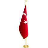 Ascann Telalı Türk Makam Bayrağı Sarı Direkli Saçaklı 70X105
