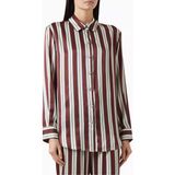 Asceno London Çizgili Ipek Charmeuse Gömlek Maroon Stripe - Renkli
