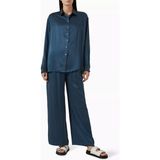 Asceno Maya Oversized Ipek Charmeuse Gömlek Aegean Blue - XL - Lacivert