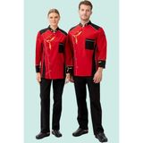 Aşçı Ceketi 75 Polyester Crenata Şef Şık Nefes Alabilir Mutfak Kullanımı Için - Kırmızı - Siyah - Beyaz - 2XL
